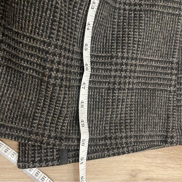 Vtg EDDIE BAUER Wool Glenn Plaid Leather Trim Overcoat Trench Coat MENS XL - Picture 9 of 9